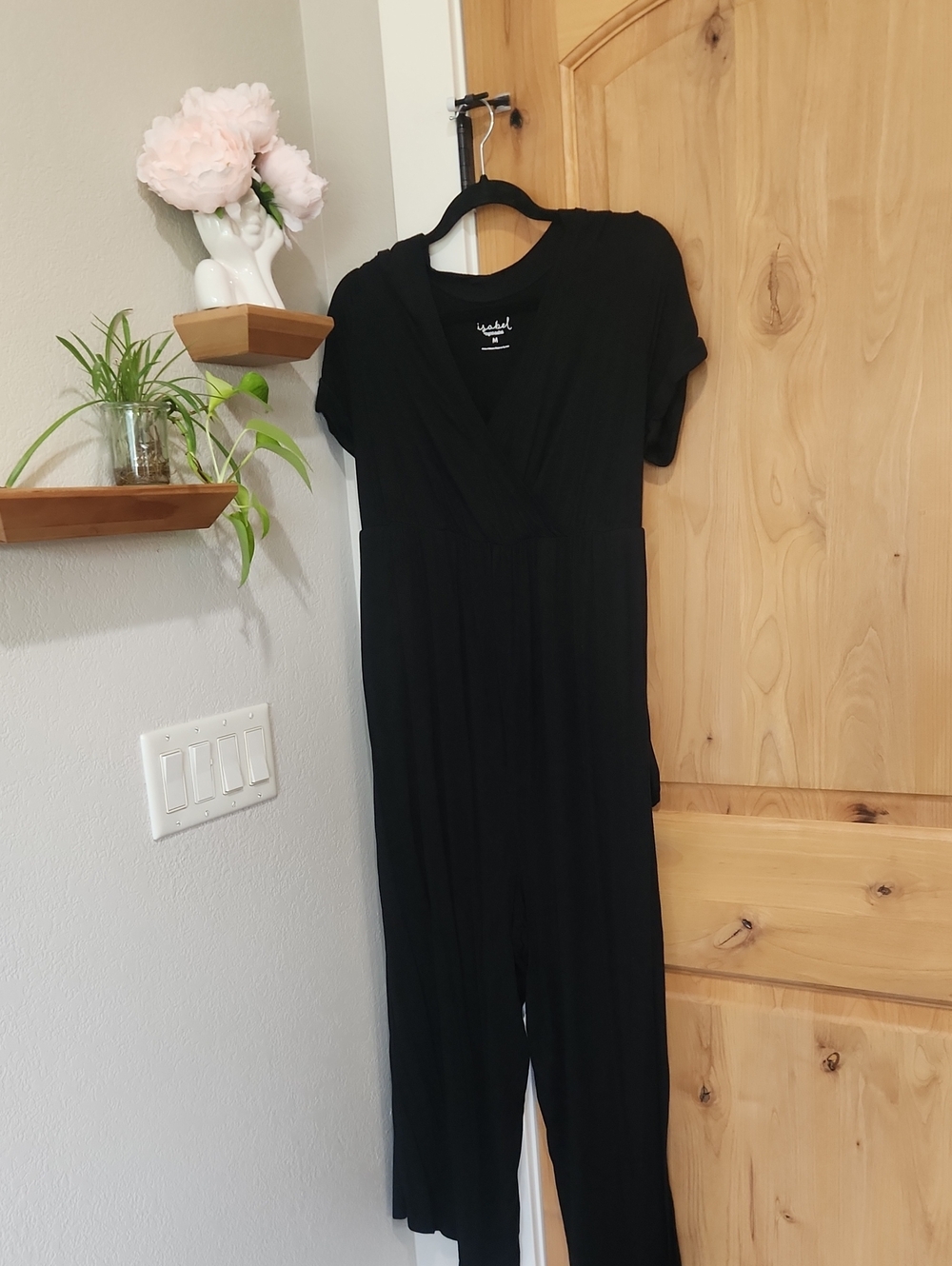 Ingrid & Isabel Maternity And Breast Feeding Black Short-Sleeve V-Neck Jumpsuit